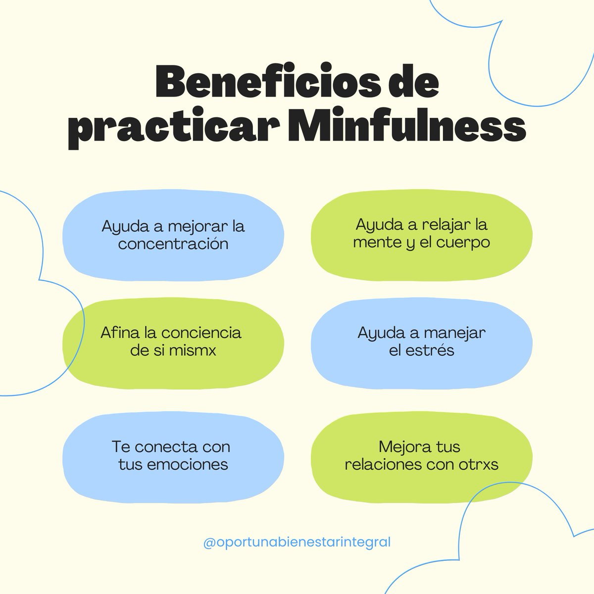 Descubre la tranquilidad en cada momento. 🌿✨ Practicar mindfulness reduce el estrés, mejora la concentración y eleva tu bienestar general. ¿Ya lo practicas?
.
.
.
#oportunabienestarintegral #saludmental #BienestarEmocional #MindfulnessParaPrincipiantes #ViajeInterior #Bienestar