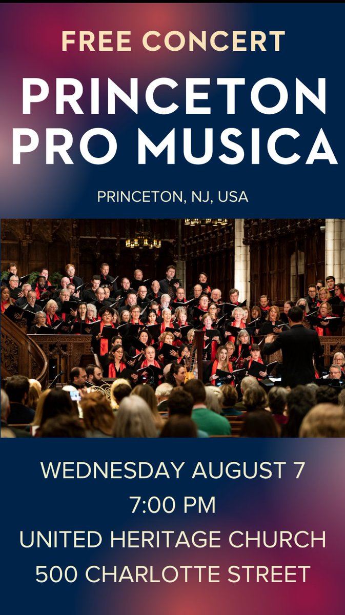 melmacnova's tweet image. Free concert with Princeton Pro Musica from New Jersey. Donations gratefully accepted with all proceeds being returned to the host venue.