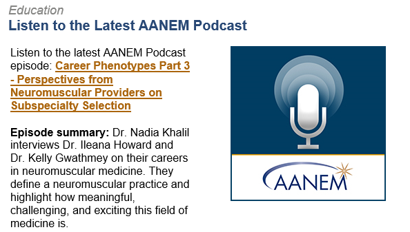 Medical Students and Residents, this is a great podcast to help you understand more about neuromuscular medicine &amp; why you should look into it as your career! Career Phenotypes Part 3 - Perspectives from Neuromuscular Providers on Subspecialty Selection
tinyurl.com/4bdpktha