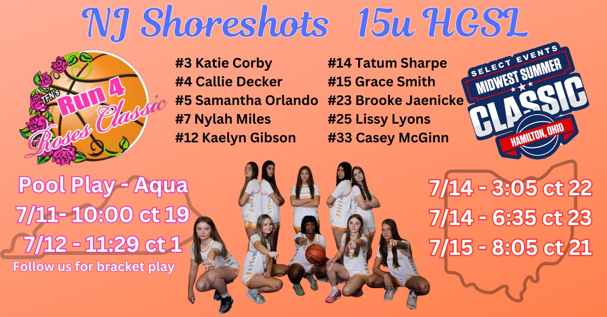 NJ Shoreshots Girls 2027 (@shoreshots2027) on Twitter photo U15 HGSL competing in AQUA bracket at the <a href="/TFNsRun4Roses/">TFN's Run 4 Roses</a> in Louisville KY, followed by <a href="/SelectEventsBB/">Select Events Basketball</a> in Hamilton, OH. <a href="/ShoreshotsGirls/">NJ Shoreshots Girls- HGSL</a> <a href="/traceysabino13/">Tracey Sabino</a> <a href="/JennyLiggio/">Jenny Liggio</a> <a href="/MBHoops10/">Mary Beth Chambers</a> <a href="/bobdubina/">Bob Dubina</a> <a href="/TinyGreenNBS/">Coach Tiny Green</a> U15 HGSL competing in AQUA bracket at the <a href="/TFNsRun4Roses/">TFN's Run 4 Roses</a> in Louisville KY, followed by <a href="/SelectEventsBB/">Select Events Basketball</a> in Hamilton, OH. <a href="/ShoreshotsGirls/">NJ Shoreshots Girls- HGSL</a> <a href="/traceysabino13/">Tracey Sabino</a> <a href="/JennyLiggio/">Jenny Liggio</a> <a href="/MBHoops10/">Mary Beth Chambers</a> <a href="/bobdubina/">Bob Dubina</a> <a href="/TinyGreenNBS/">Coach Tiny Green</a>