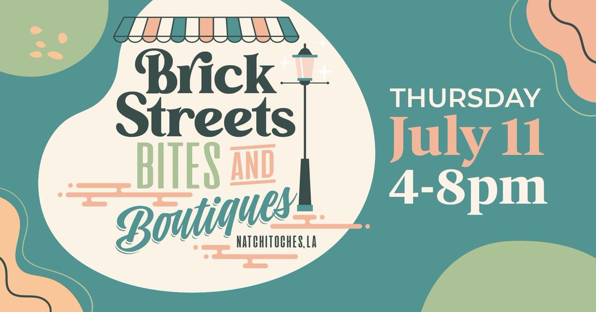 Start making plans now to sip, shop and stroll at the Brick Streets, Bites and Boutiques this Thursday night!Learn more about this event and other happenings by visiting our calendar of events at natchitoches.com #GoNatchitoches #historicdistrict #summershopping