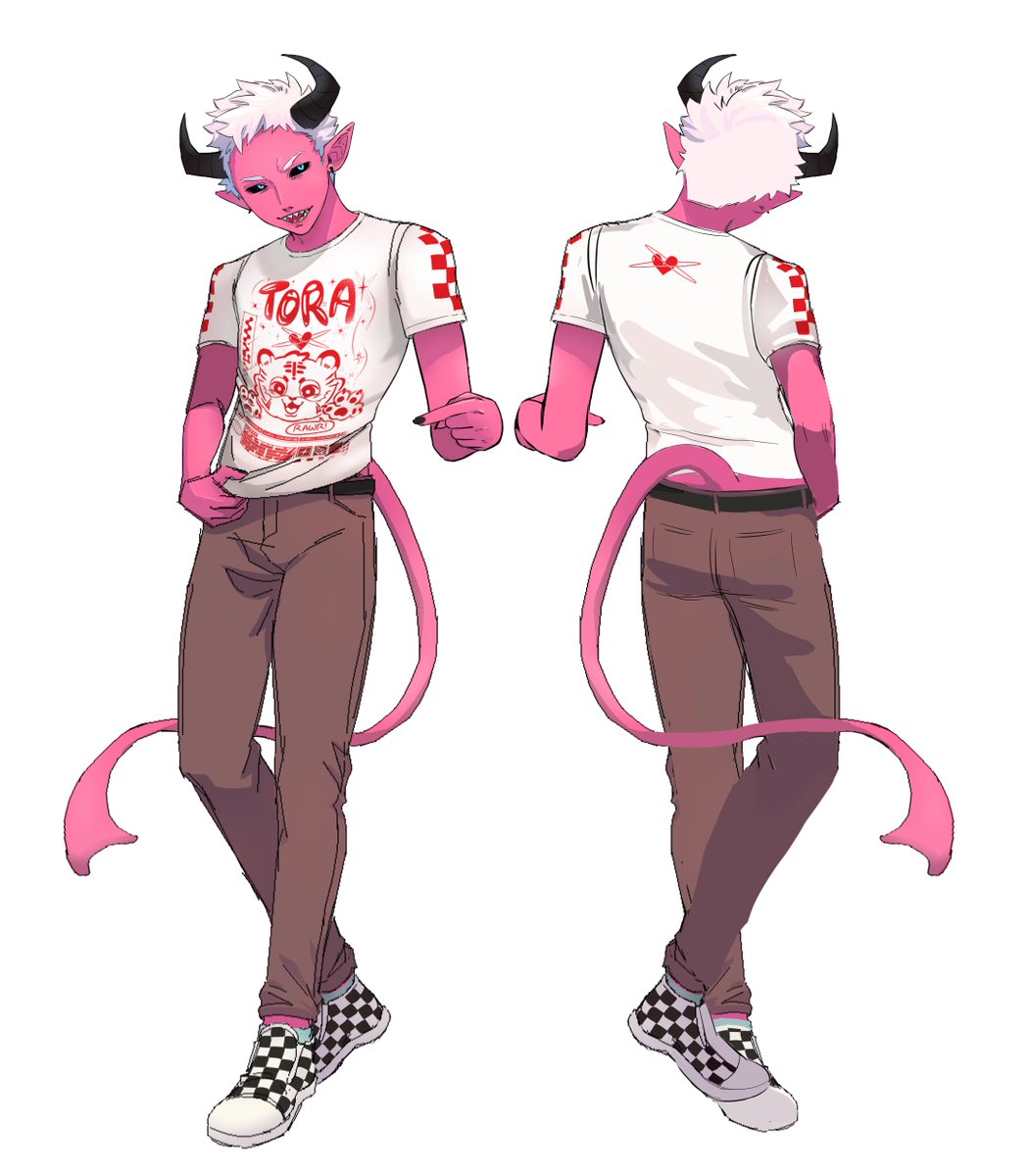 ttt_ones's tweet photo. tee hee— my lil tiger shirt I made and Ivan wearing it 

#art #ttt_onesOCs #demon #pinkdemon #pink #illustration #originalcharacterart #OC https://t.co/xlCgw2P9KT