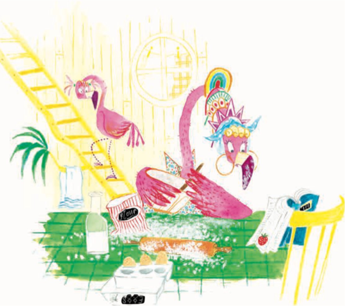For me this was one of the most important scenes in The Rainbow Flamingo, where Adele's Mum is so busy that Adele thinks she hasn't got time to listen to her worries.  

I wanted little readers to know that their carers always do have time for them, even if they might seem busy.