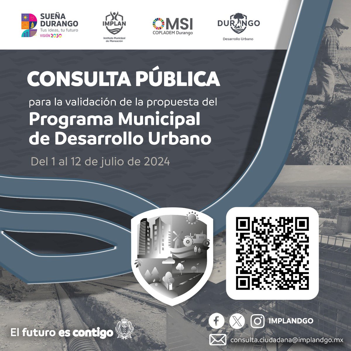 IMPLANDGO's tweet photo. 📣 ¡Participa en la #ConsultaPública del #PMDU!
#Ruta2024 🫵🏼 ¡Tu decides!
📆Del 1 al 12 de julio de 2024
Temáticas:
1️⃣Medio Ambiente
2️⃣Social
3️⃣Económico
4️⃣Urbano
Presenta tus propuestas en:
https://t.co/yhmrop8vL9
📲 consulta.ciudadana@implandgo.mx https://t.co/gtOJRq3PLm