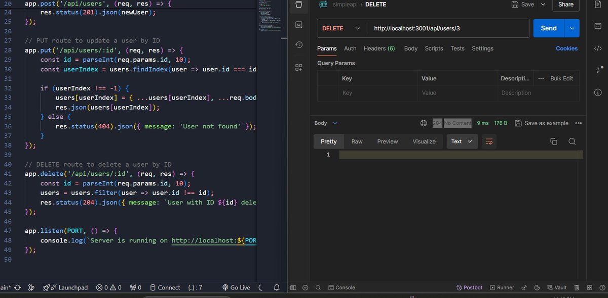 ShreejanLamich1's tweet photo. 🚀 Day 31 : 
Today, I built a simple API with Express.js! 🌐
🔧 Covered Topics:
               API Basics
              Express Setup
              CRUD Operations
#LSPPD31, #60DaysOfLearning2024 #LearningWithLeapfrog https://t.co/BTL0yhKTLz