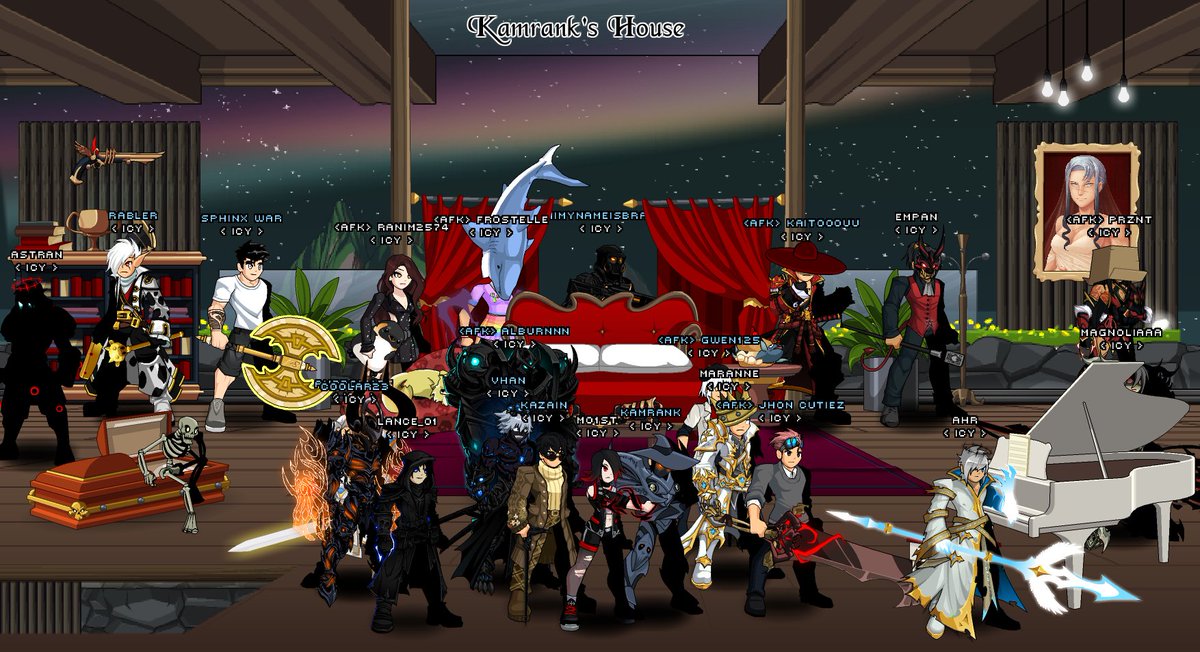 Everyone gathered as our dear leader Kamrank alongside Kazain and Coolar23 showered ICY with a total of 15 codes (2K Artix Points each).

That's ICY treatment for you 😎
#icyguild #icyAQW