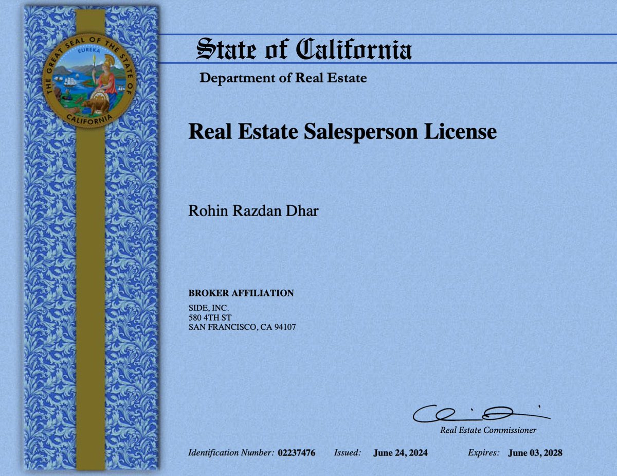 rohindhar's tweet image. Pleased to announce l am now a licensed real estate agent!
Any house I post here, feel free to reach out if you’re interested in getting more info on buying or selling 😀
In San Francisco where I live, I can be your agent
Love hunting for good deals here. Holler and we’ll go…