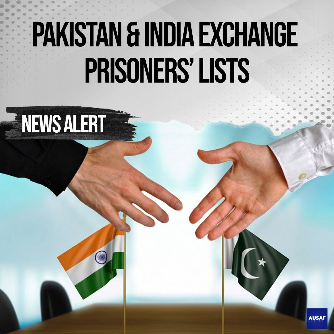 AusafOfficial's tweet photo. India and Pakistan on Monday exchanged lists of prisoners held in each other's jails through their diplomatic channels in Islamabad and New Delhi.

Read More: https://t.co/YJeKaRcgiD https://t.co/9shEbLR2tA