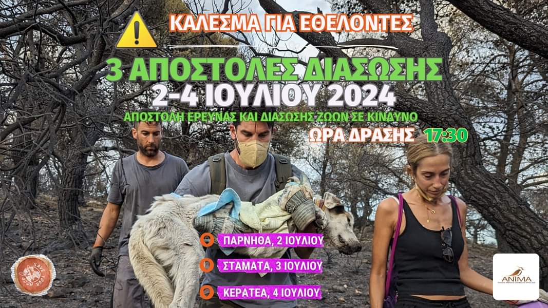 SaveYourHood's tweet photo. 📣3 αποστολές διάσωσης ζώων σε Πάρνηθα-Σταμάτα-Κερατέα 2-4/7! Αναζήτηση επιζώντων &amp; καταγραφή απωλειών πανίδας σε συν��ργασία με ΑΝΙΜΑ. Δήλωσε συμμετοχή εδώ: https://t.co/BP5JgzIJwN #saveyourhood #διάσωση_ζώων #πυρκαγιές #εθελοντισμός https://t.co/v3QDJCAyHp
