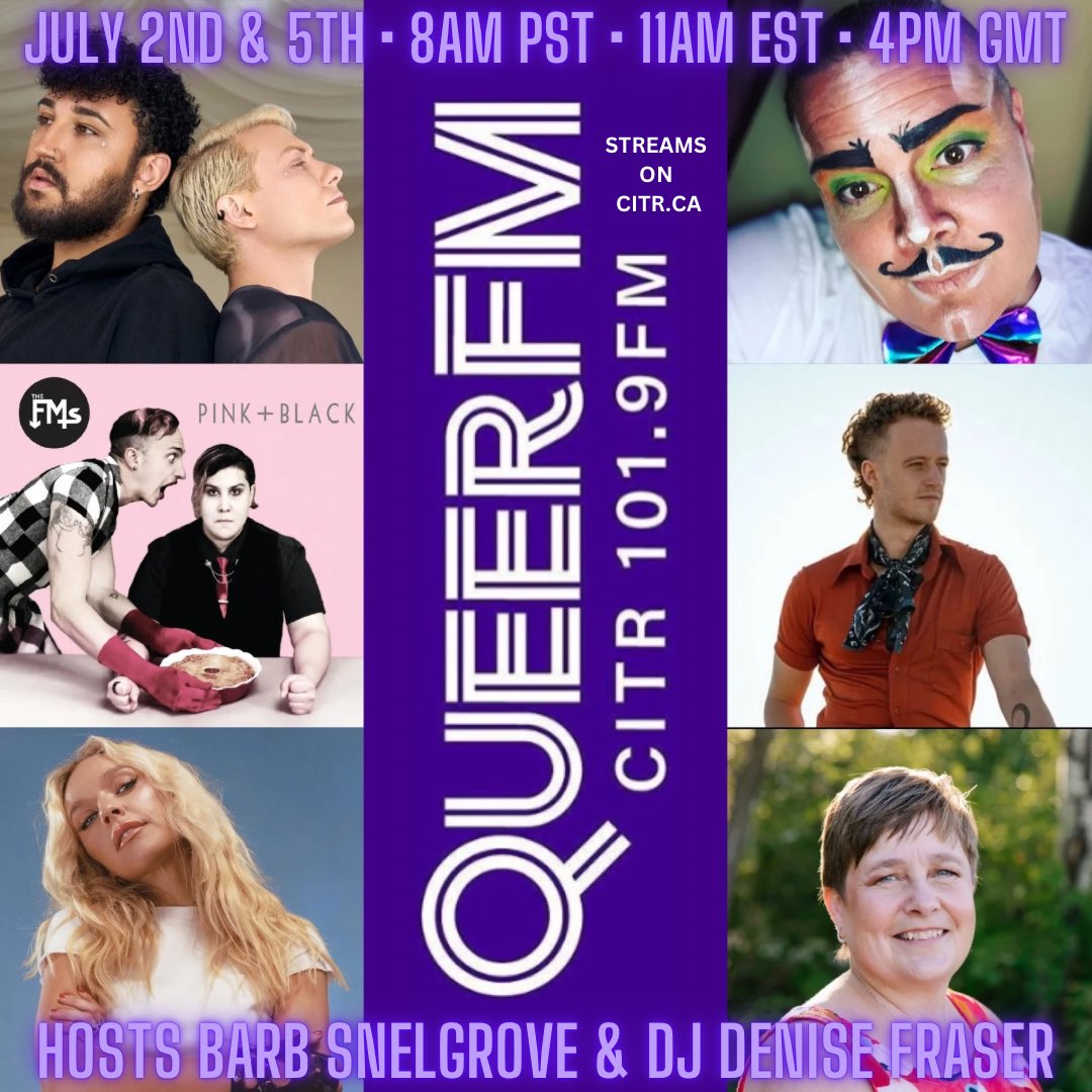 QueerFMVan's tweet photo. July 2nd @QueerFMVan Hosts @megamouthmedia @DJDenise0477 welcome guests Musician Matte Namer of #thefms and Author @heatherplett + plenty of tunes and talk on @CiTRradio
#ILoveGay https://t.co/JqBlbvGJbr