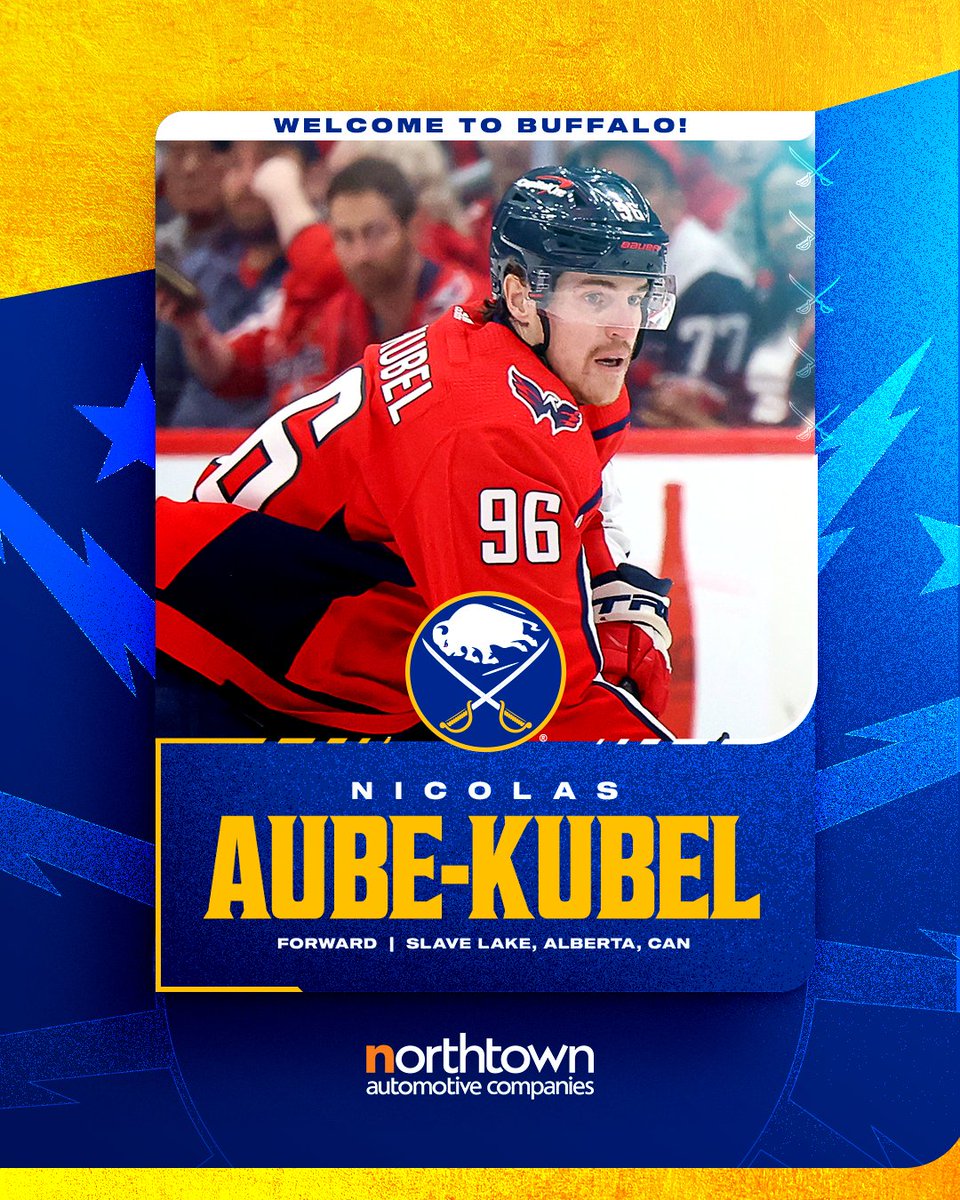 BuffaloSabres's tweet image. We have signed Nicolas Aube-Kubel to a one-year contract worth $1.5 million.

Welcome to Buffalo!

→ bufsabres.co/4bqHIQm