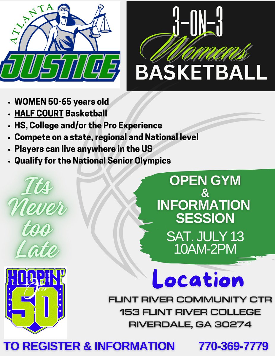 GA_pearls's tweet photo. CALLING ALL WOMEN BASKETBALL PLAYERS 50-65 YEARS OLD…

We are preparing for the National Senior Olympic Games in 2025.

🏀We Play half Court 3-on-3
🏀Players can live anywhere in the USA
🏀We play on a State, regional, and National level.
🏀HS, College and Pro Experience welcome https://t.co/DIcmGDB8rS