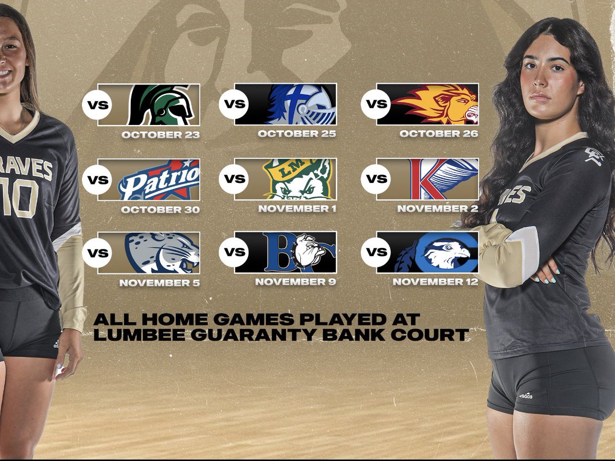 UNCP_Volleyball's tweet photo. 2024 Fall schedule is that you?!! 👀😏💛🖤🏐🎉 #uncpvolleyball #uncpsports https://t.co/4CocXeuu4A