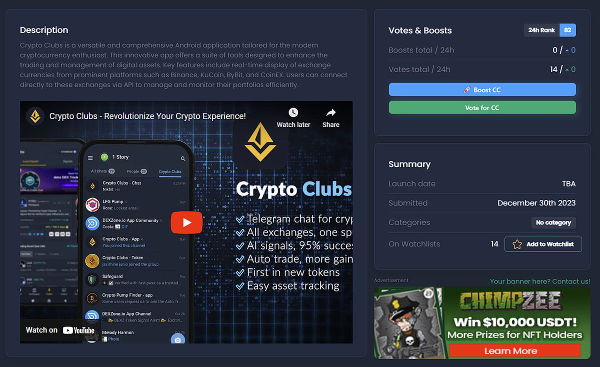 Crypto Clubs App tweet media