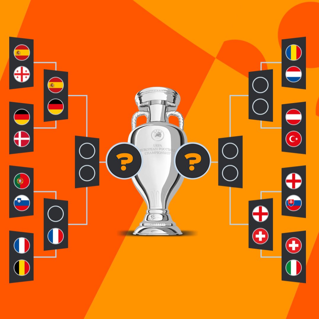 EURO2024FRA's tweet image. ⏳ #EURO2024 
#GERDEN  🇩🇪✅
#SUIITA 🇨🇭✅
#ENGSVK 🏴󠁧󠁢󠁥󠁮󠁧󠁿✅
#ESPGEO 🇪🇸✅
#FRABEL 🇫🇷✅