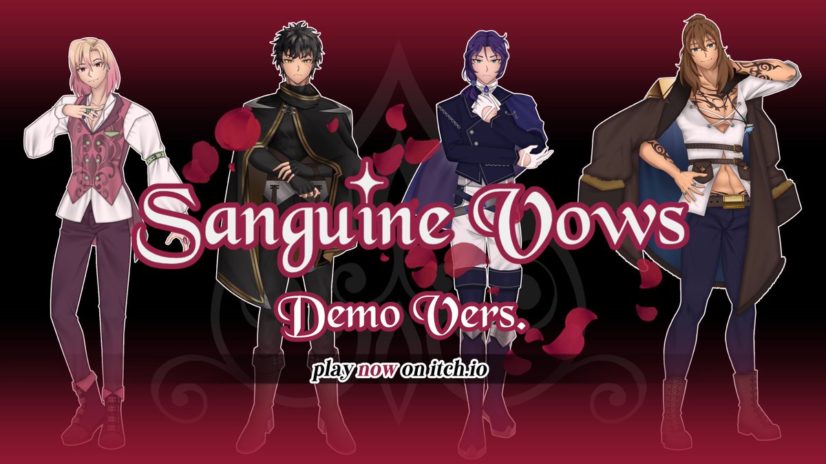 The demo for our otome game Sanguine Vows is officially out now! Can't wait for ya'll to sink your fangs into it! 🧛🩸

mshadowstudio.itch.io/sanguine-vows-…