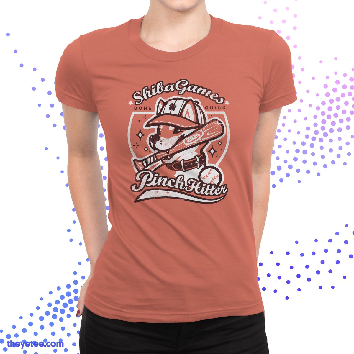 theyetee's tweet image. The great Canine-American pasttime! Designed by @miskiart in collaboration with @JSR2gamers as part of #SGDQ2024! $6 from each tee sold goes to @MSF_USA theyetee.com