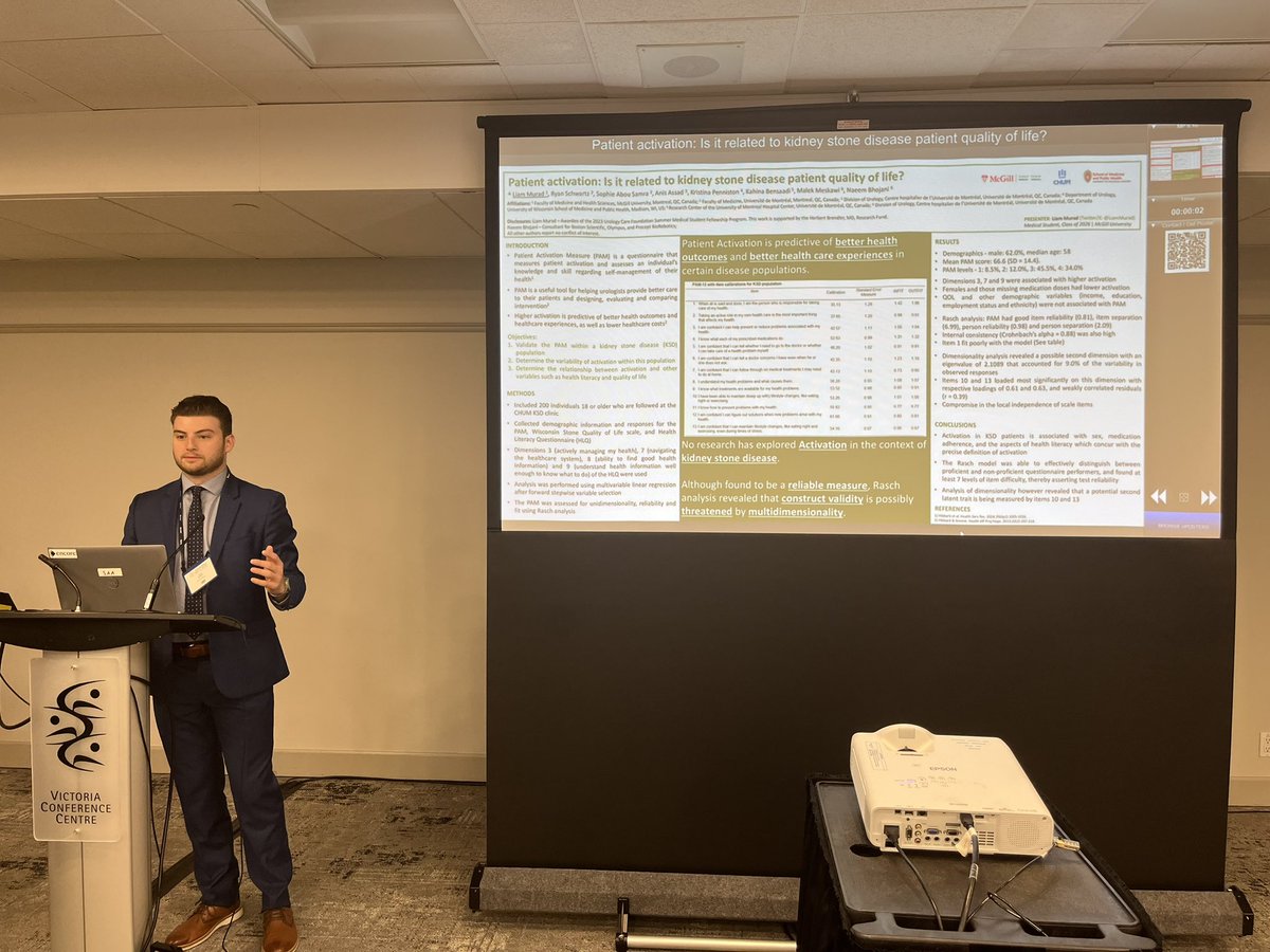 Liam Murad (@liammurad) on Twitter photo Thrilled to present our study validating the Patient Activation Measure in kidney stone disease patients!
Very excited for the potential of this work to improve healthcare outcomes and reduce costs.
Big thanks to <a href="/NaeemBhojani7/">Naeembhojani7</a> for the mentorship and continued support. #CUA24 Thrilled to present our study validating the Patient Activation Measure in kidney stone disease patients!
Very excited for the potential of this work to improve healthcare outcomes and reduce costs.
Big thanks to <a href="/NaeemBhojani7/">Naeembhojani7</a> for the mentorship and continued support. #CUA24