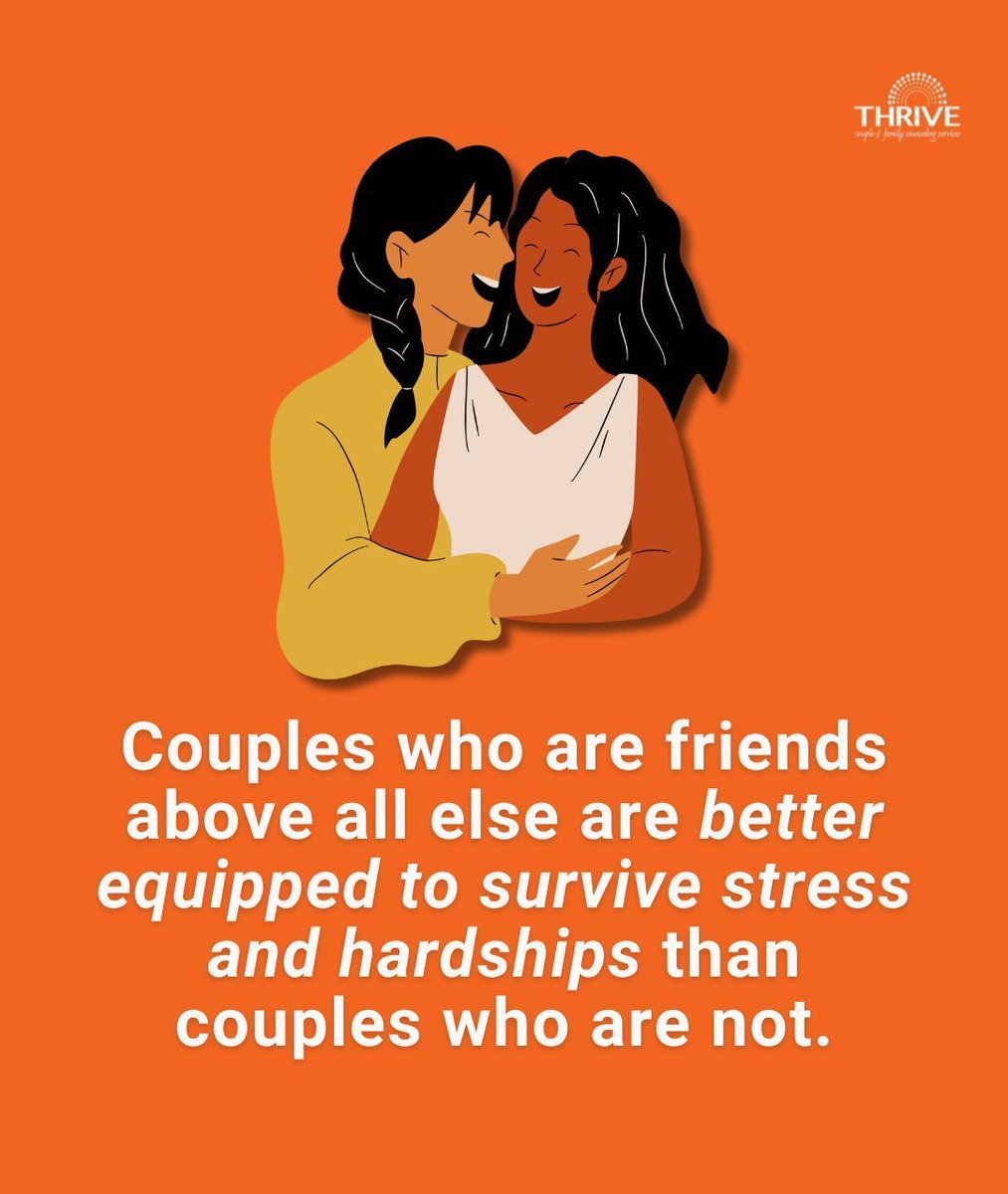 If couples don’t make an intentional effort to communicate as friends, hang out with each other in an enjoyable setting, or remain emotionally close to each other, the friendship will fade.

Learn how to support the friendship in your relationship here: buff.ly/3kM5v4f