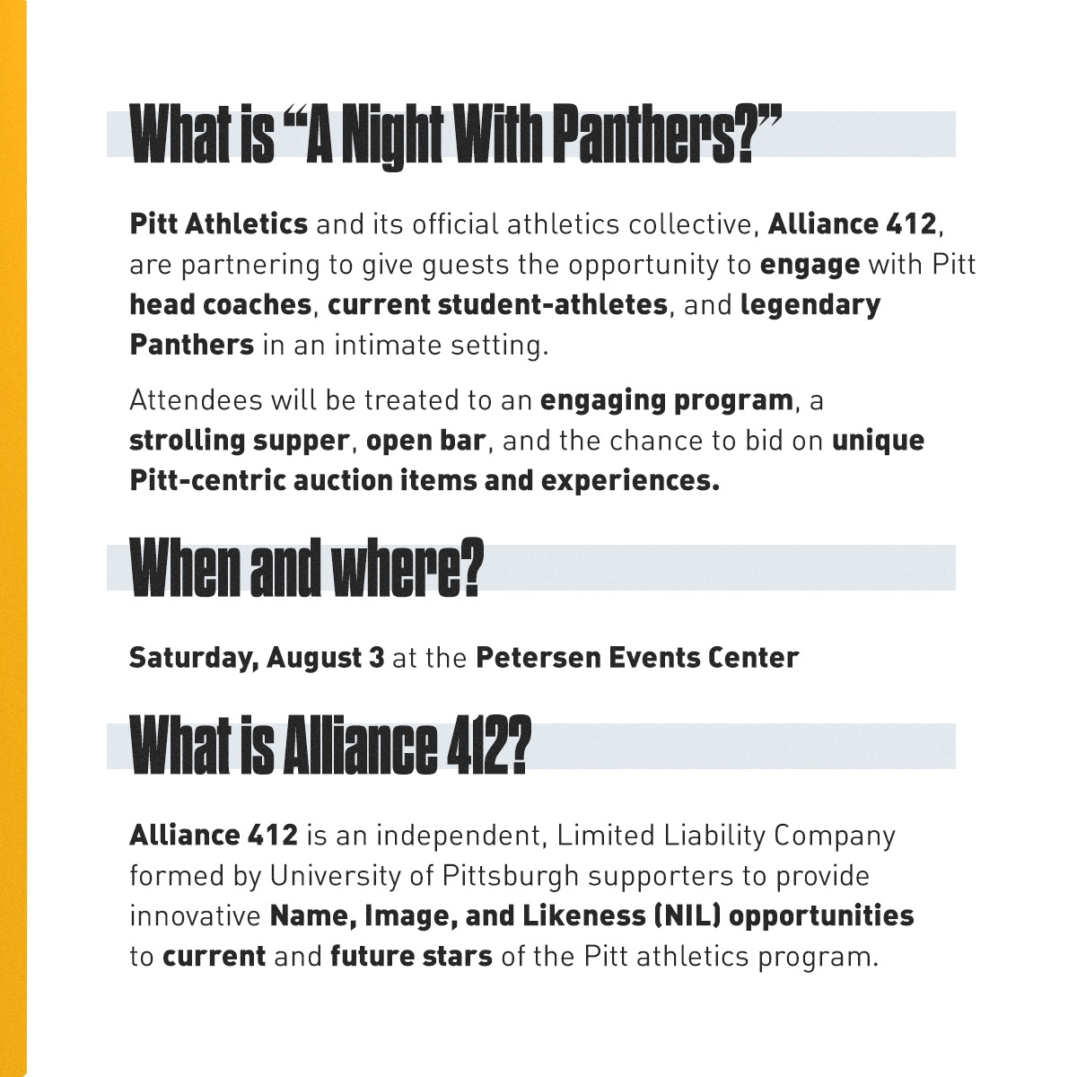 Pitt_ATHLETICS's tweet photo. Just over one month until ✨ A Night With Panthers ✨

Get more info &amp; reserve your seat today: https://t.co/NImlVOYSn2 https://t.co/NMuZsT0F3v