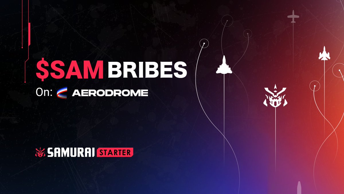 SamuraiStarter's tweet photo. We heard you want some of that sweet, sweet APR.

Well, we have just added $10k USD in bribes for our WETH/SAM pair on @aeroxyz!

Vote for us with your veAERO position to earn some juicy $SAM rewards!