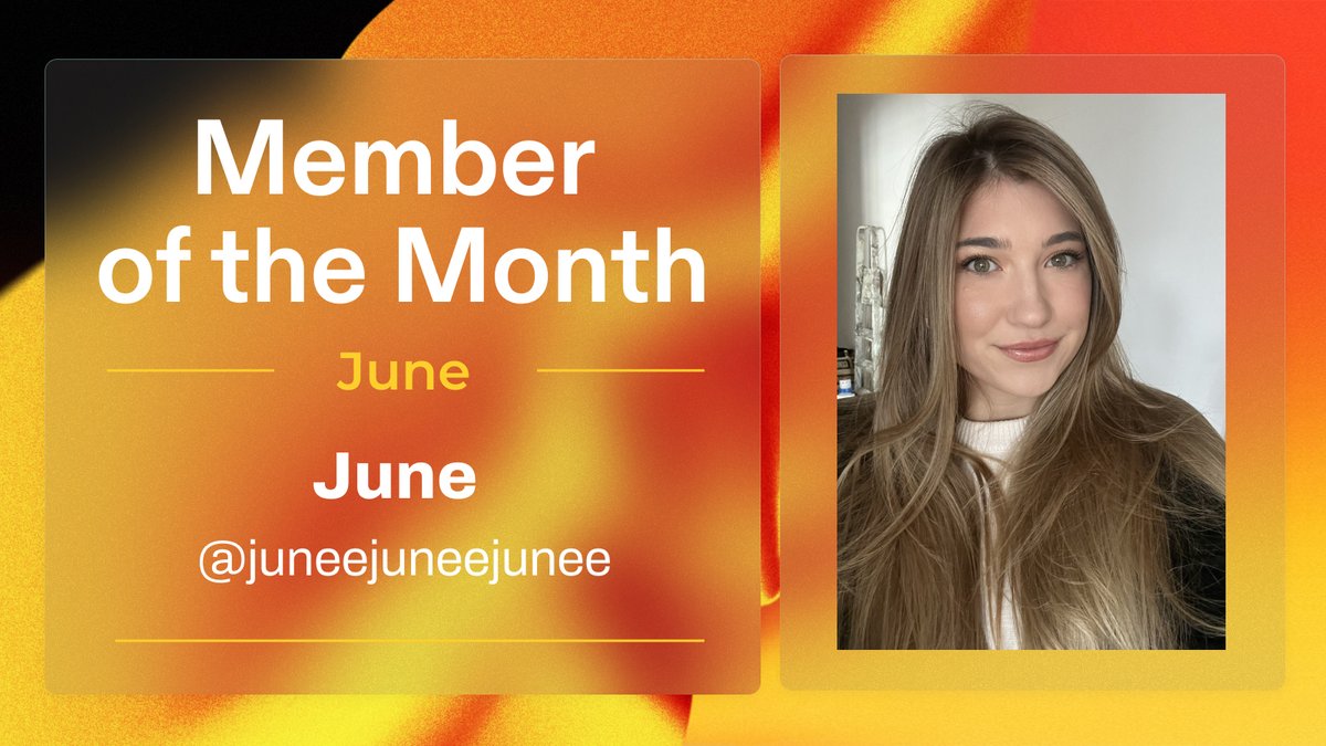 SuperteamDE's tweet image. JUNE = JUNE Member of the Month

@juneejuneejunee is actually the best.
She is an OG, crushing it at @Ledger and always brightening every room 🌞

We love her as much as she loves ranch dressing (which is a LOT)

Show her some love. right. now.