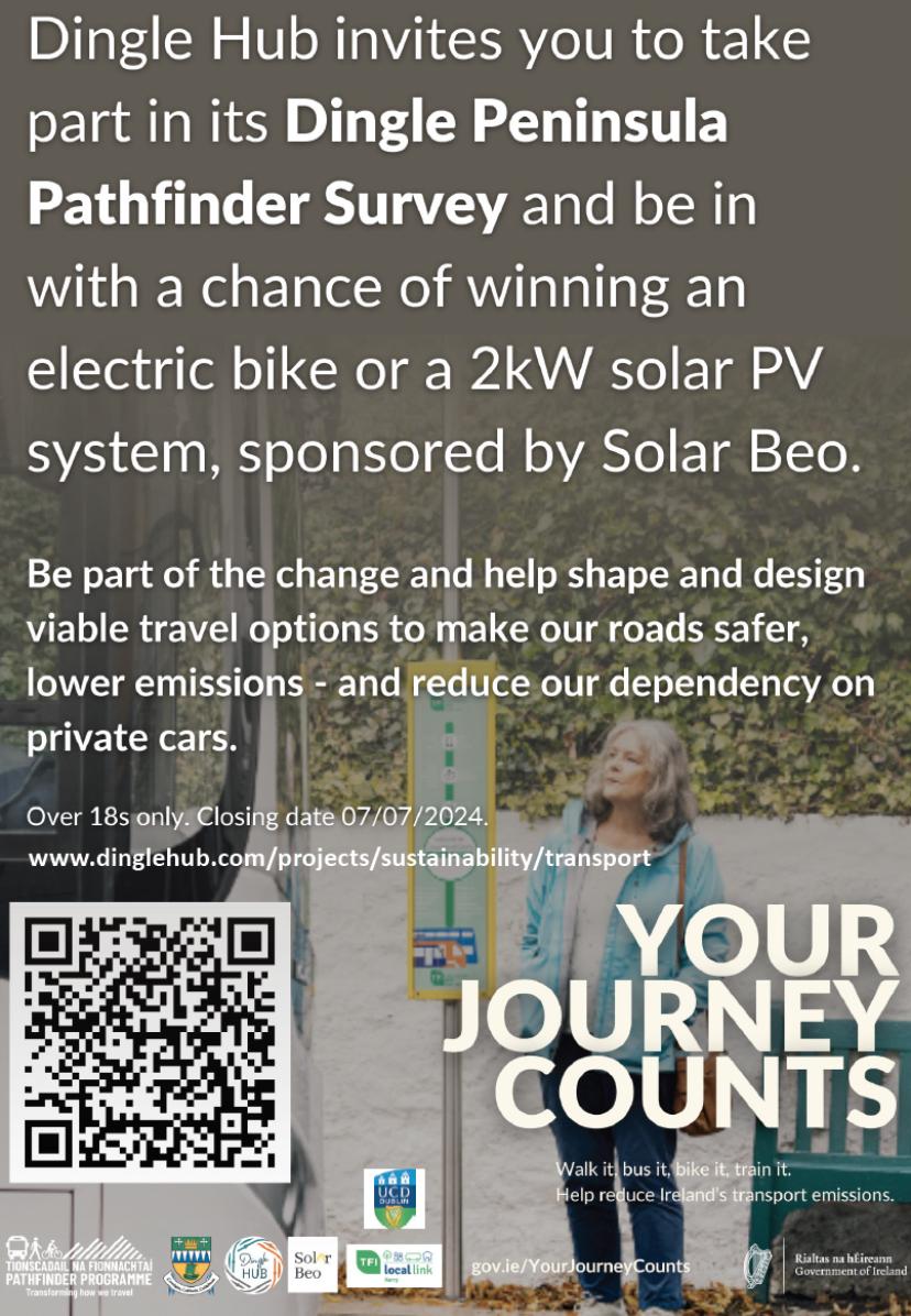 🌟 Ná caill amach ar duaiseanna iontacha! Don't miss out! Only 6 days left to enter the Dingle Peninsula Pathfinder Survey and win an electric bike or a 2kW solar PV system with Solar Beo! 🚲⚡️ Your Journey Counts - Scaip an Scéal! 🌟 dinglehub.com/projects/susta…