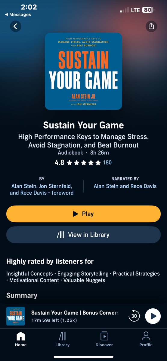 CoachJHarden's tweet photo. Just finished listening to @AlanSteinJr audio book “Sustain Your Game” on @audible_com 

I highly recommend it for anyone who desires to continue to grow as a person/leader. 

I look forward to reading this book with my staff @TheRockHoops as we are always seeking to grow 📈 https://t.co/KE54uEyVVx