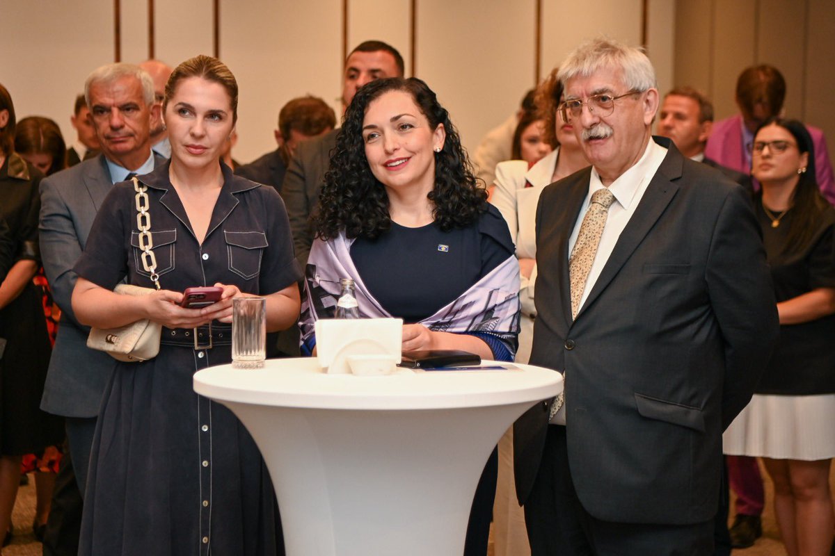 VjosaOsmaniPRKS's tweet photo. In my address at today's reception hosted by the Hungarian Embassy in Prishtina, I extended my best wishes to @HU24EU Hungary for a successful EU Presidency.

I emphasized that it’s high time our country is granted candidate status and that EU measures must be lifted.

I also congratulate Belgium on wrapping up a successful Presidency.