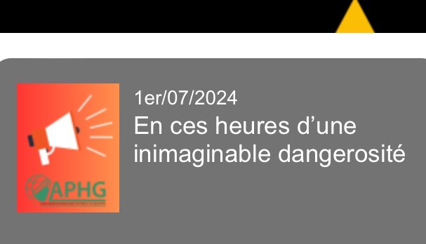 🔴 En ces heures d’une inimaginable dangerosité… 
Communiqué du bureau national de l’APHG du 1er juillet 2024 
▶️ aphg.fr/En-ces-heures-…