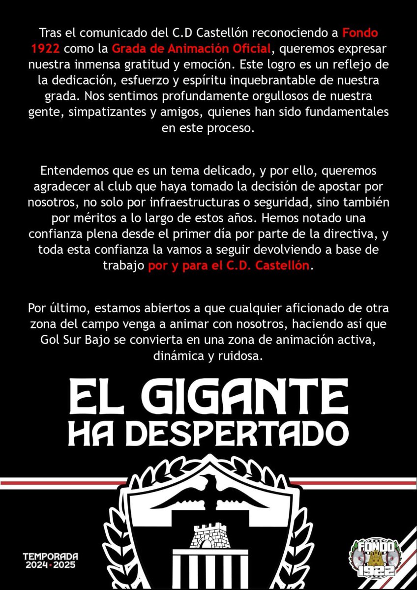 fondo1922's tweet image. COMUNICADO OFICIAL | FONDO 1922