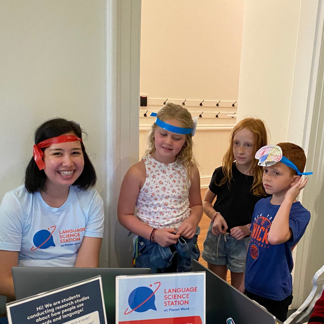 We loved seeing the enthusiasm from kids participating in our "Light Up Your Language Brain" study at <a href="/PlanetWordDC/">Planet Word Museum</a>! They also had a blast crafting their own colorful brain headbands!🧠🎨