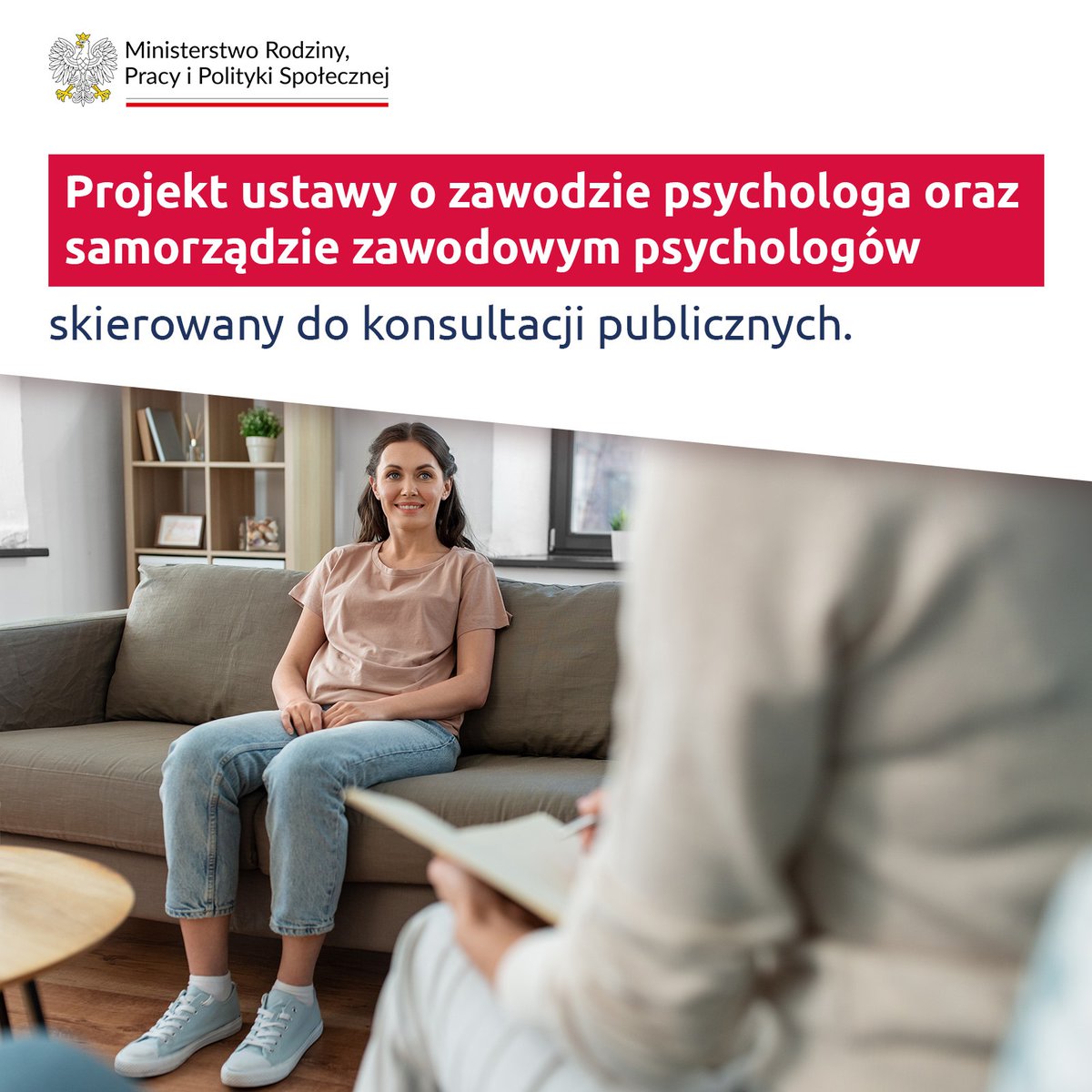 ℹ️ Opracowany przez <a href="/MRPiPS_GOV__PL/">Ministerstwo Rodziny, Pracy i Polityki Społecznej</a> z inicjatywy Ministry @AgaBak projekt ustawy o zawodzie psychologa oraz samorządzie zawodowym psychologów skierowany do konsultacji publicznych❗️
👉 Przyjęcie ustawy będzie fundamentalną zmianą na rynku świadczeń psychologicznych – z korzyścią