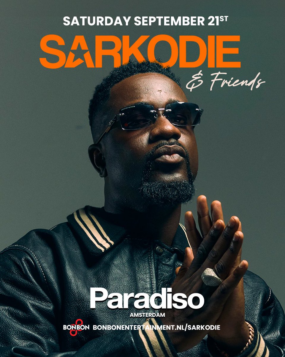 sarkodie's tweet photo. 21 September Amsterdam 🇳🇱 Paradiso Tickets OUT tomorrow https://t.co/fUjKqcwcyh