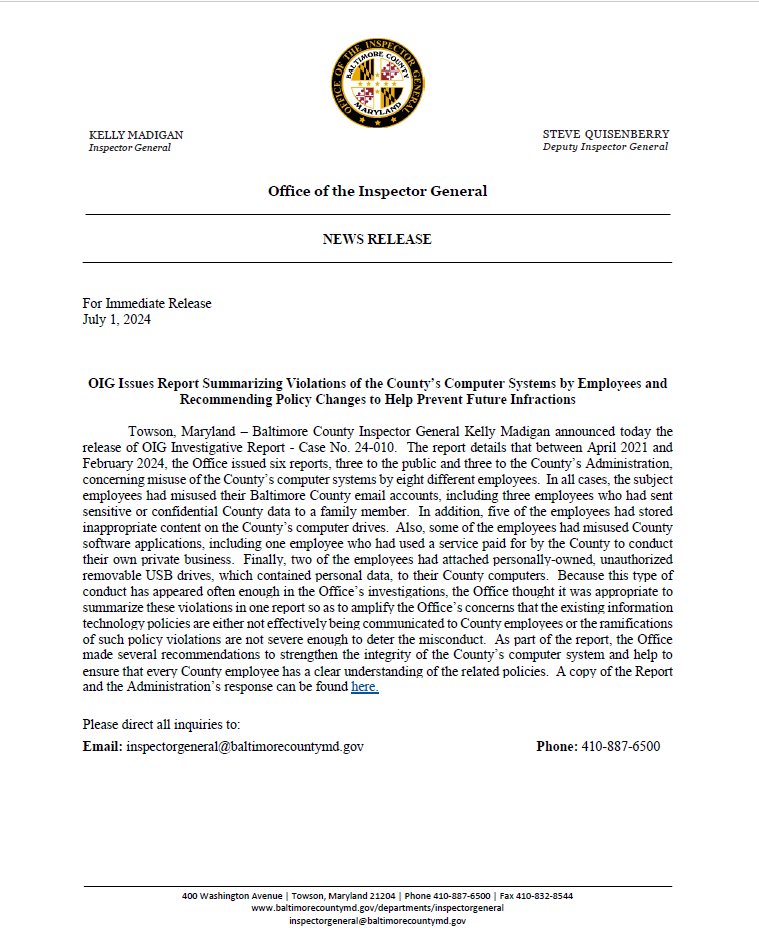 Baltimore County Office of the Inspector General tweet media