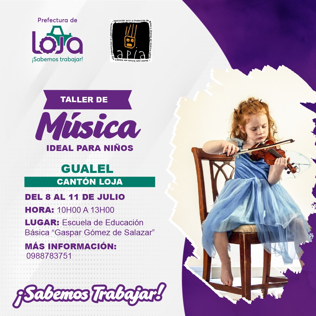 prefecturaloja's tweet photo. 📌 #Gualel - #LOJA
📎 [Taller de #Música ideal para niños]
⏰ Del 08 al 11 de julio 2024 / 10h00 a13h00
» Escuela Gaspar Gómez de Salazar
📲 Info: 0988783751

¡Te esperamos! https://t.co/sjPOGMAmW0