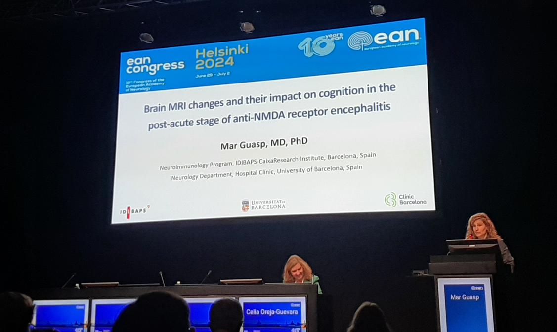 Dr Guasp talks about our work of Brain changes and their impact on cognition in the post-acute stage of anti-NMDA receptor encephalitis at #EANcongress <a href="/EmImagin/">ImaginEM</a> <a href="/SaraLlufriu/">Sara Llufriu</a>
