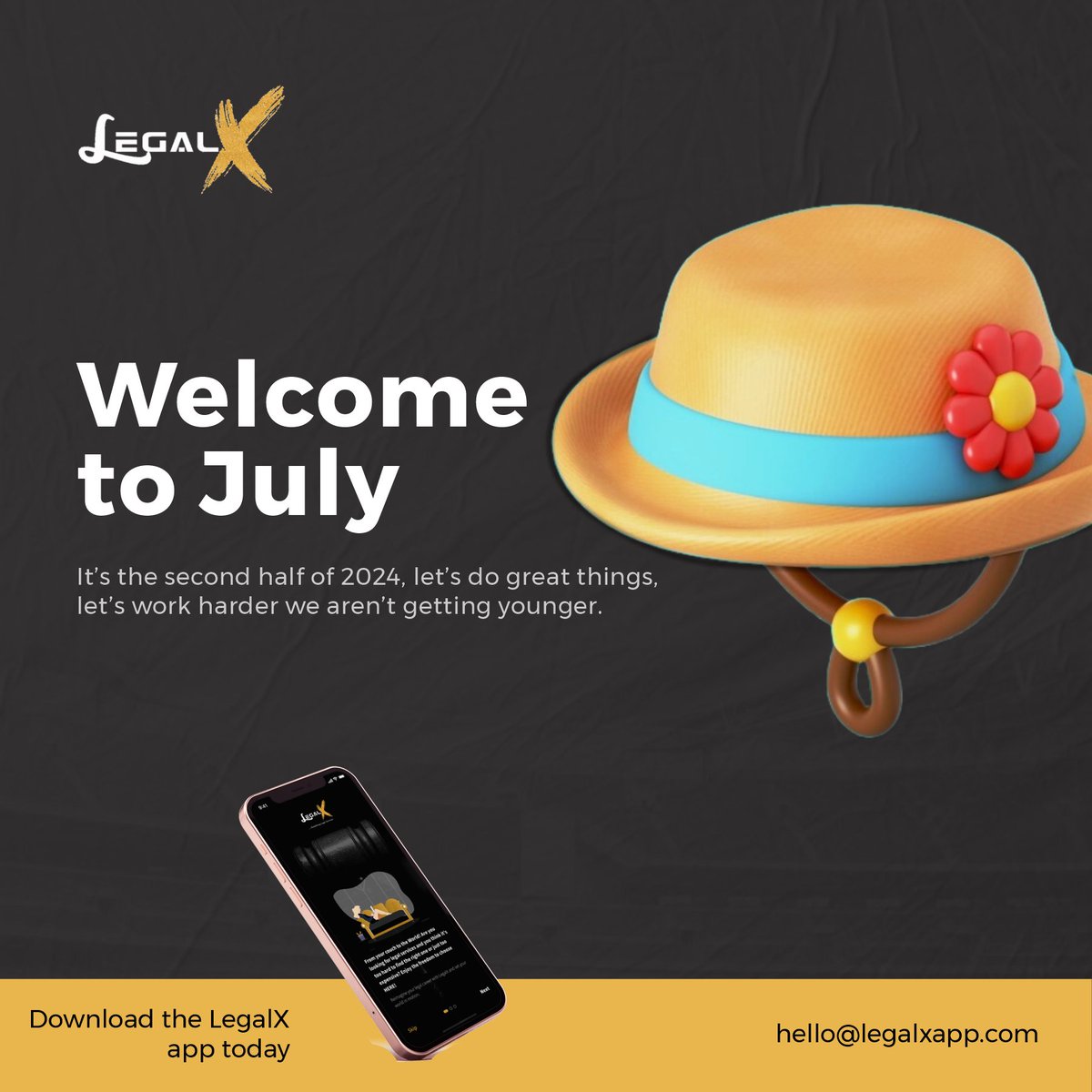 LegalxApp's tweet photo. ❤ Happy New Month to all our LegalX users! May this month bring you new opportunities and legal conveniences. We're here to support you every step of the way. Here's to an amazing July!

#LegalX #July2024 #ChiVido #Steeze #Trending https://t.co/x9FJFHo1vA