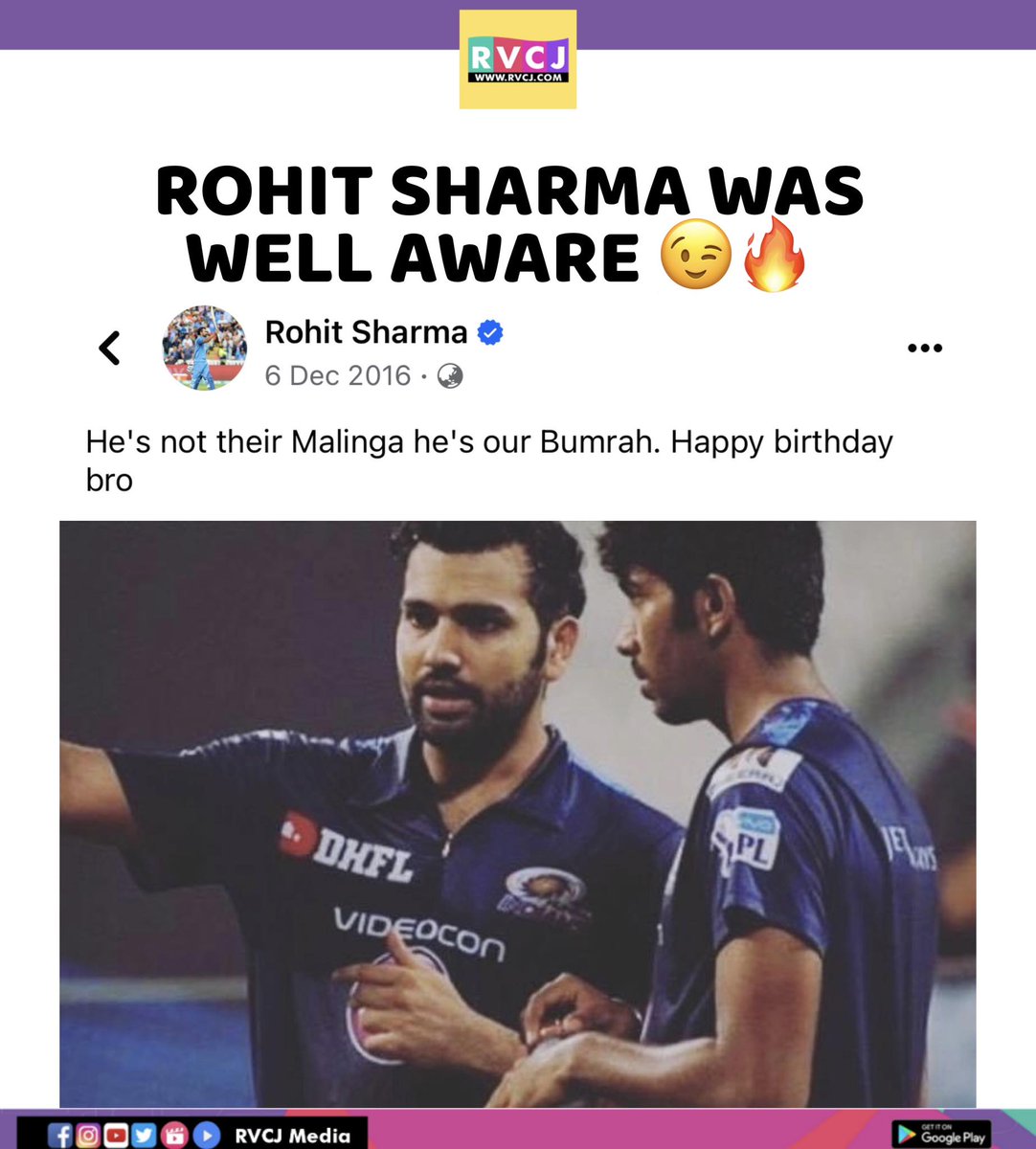 RVCJ_FB's tweet photo. Throwback Post of Rohit Sharma about Jasprit Bumrah ✍🏻 https://t.co/lfWbivXiQT