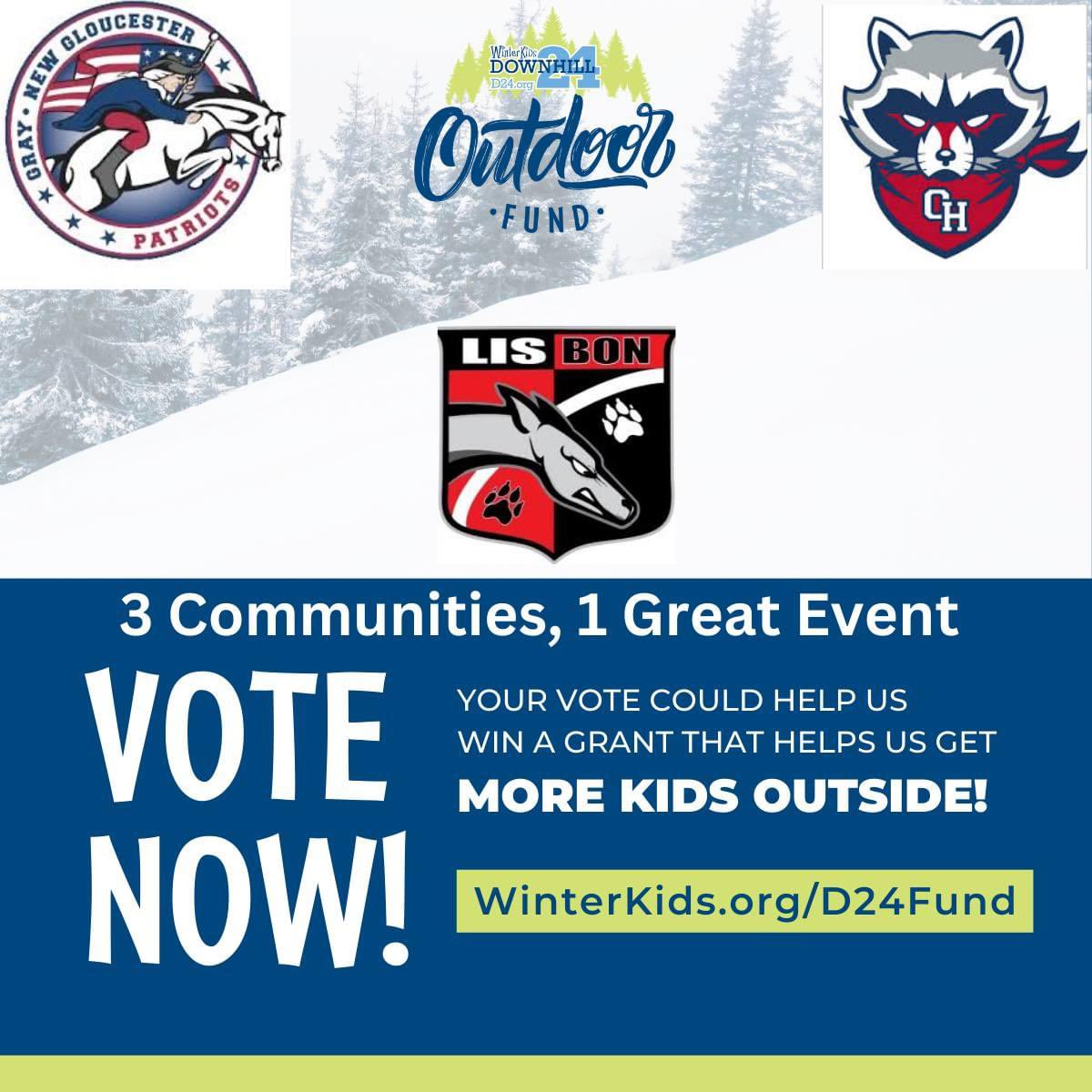 Help support our communities with one simple vote.  Our plan when we win is to rent Lost Valley for a day this winter and take all the kids skiing.  Sounds Fun!! Please Vote by clicking on the link. winterkids.org/downhill-24/ou…