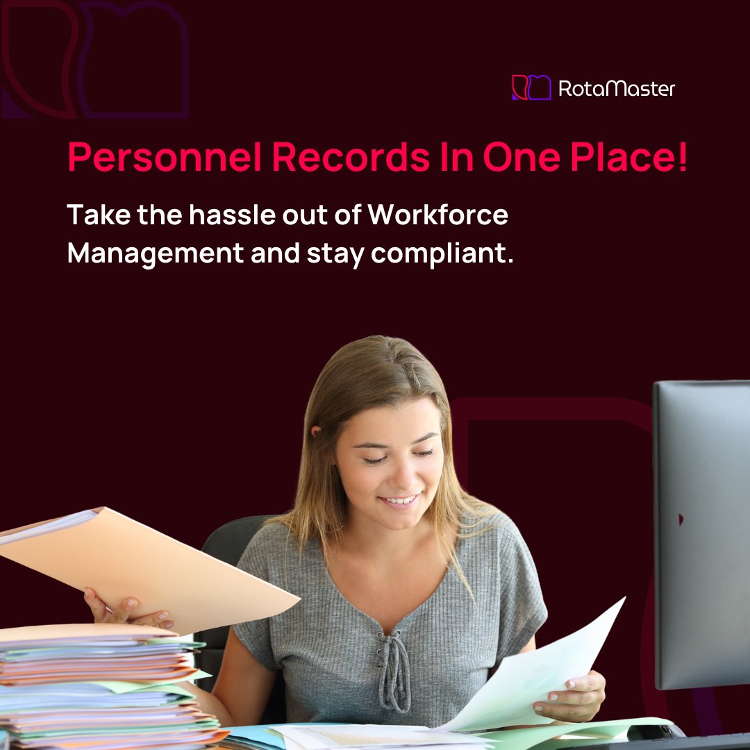 RotaMaster's tweet image. Searching for a better way to manage employee records? Our Personnel Record Management system securely centralises all details - personal to employment history - in one place. Streamline your admin with RotaMaster! #HRMSolution #WorkforceManagement