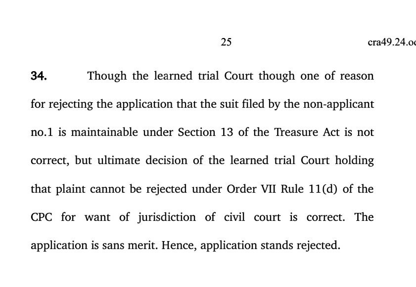 Jainismrevival's tweet photo. The High Court Judgement is issued.
Highlights:
- Arguments were heard on 27.03.24
- Judgement was passed on 25.06.24
- Stay granted to #Shwetambars by Civil court is in effect
- #Digambars appeal for cancellation of Stay is 'rejected' by High court too, on lack of Merit https://t.co/XaRZoxQrsQ
