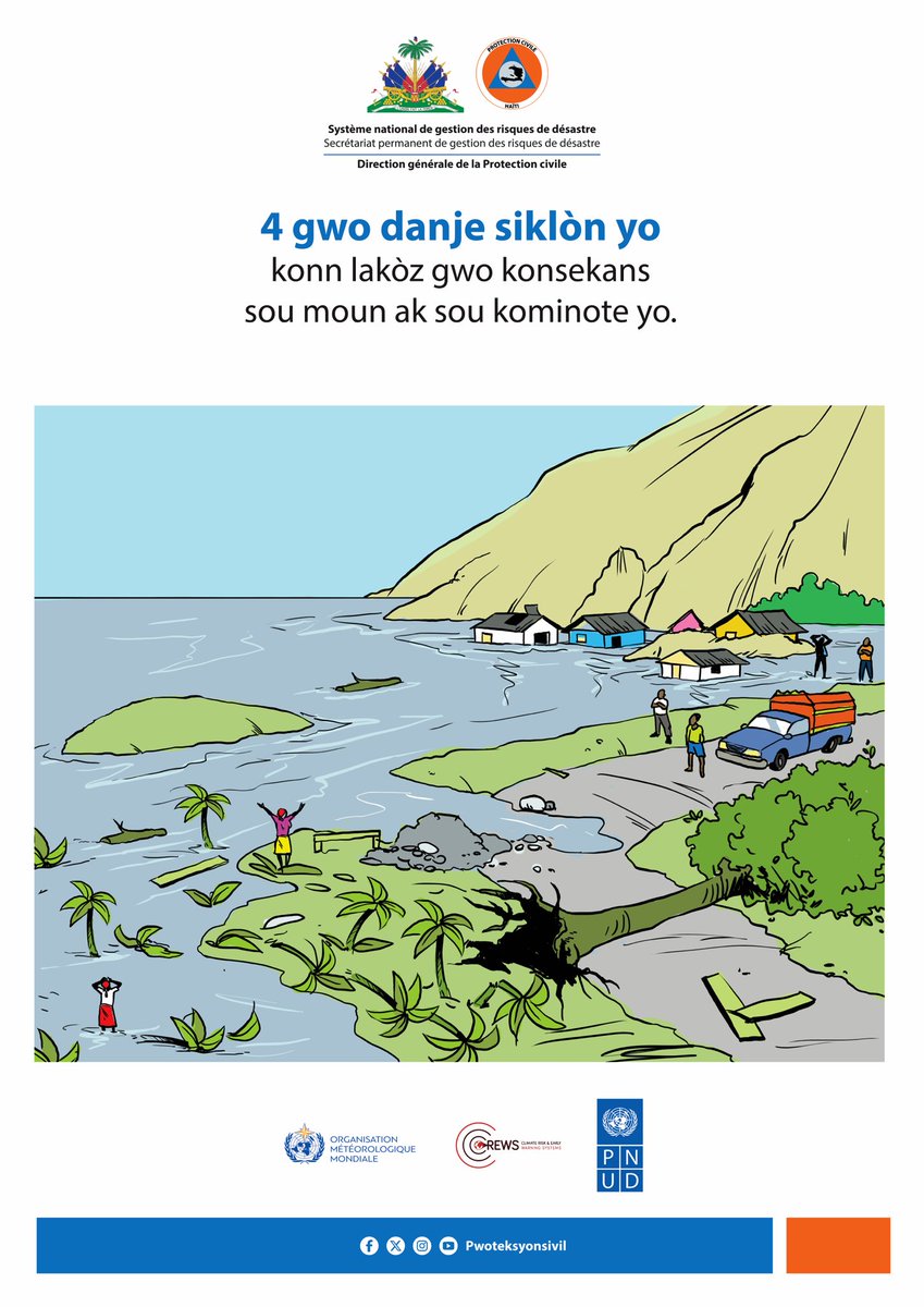 Pwoteksyonsivil's tweet photo. 📢 Pa bliye pataje l ak tout moun nan antouraj ou, paske nou chak gen yon wòl pou nou jwe, pou kominote nou ka pi byen fè faskare ak malè pandye yo.
#Beryl🌀
#AnnpareN https://t.co/MQPbSdfAtV