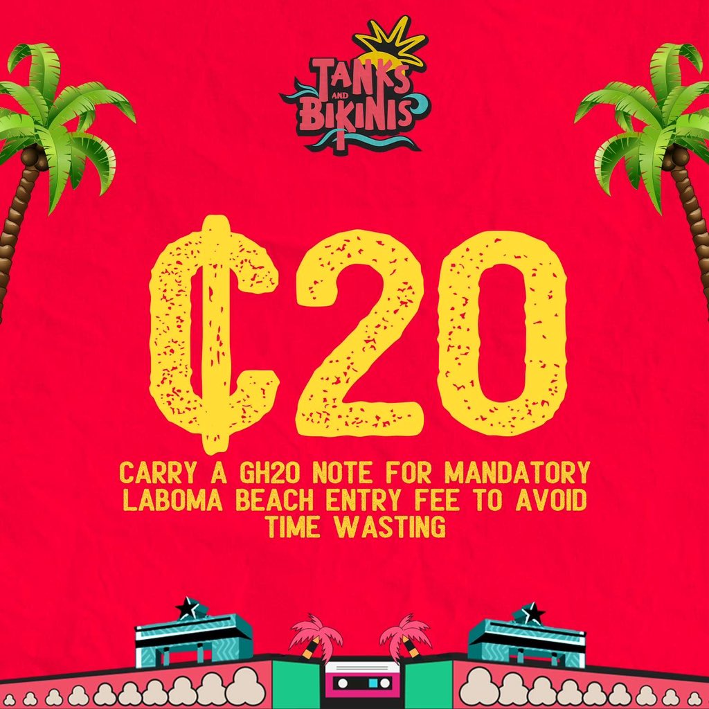 5 days more to the biggest beach party in Ghana !!🎉🥳let’s all take note of the following rules so we can have an amazing time !
Get your tickets NOW and Sea you at the beach in 5 days !!🥳

#TanksAndBikinis #SunsSandAndFun #Ghana
#seayouatthebeach