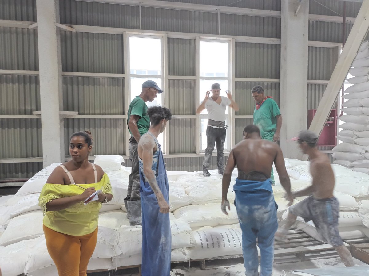 Trabajadores de ls industria  Molinera y otras del <a href="/geiacuba/">Grupo Empresarial de la Industria Alimentaria</a>  enfrascados en las operaciones de harina de trigo para garantizar  pan del oriente del país #AlimentariaPorCuba #MinalxMásAlimento