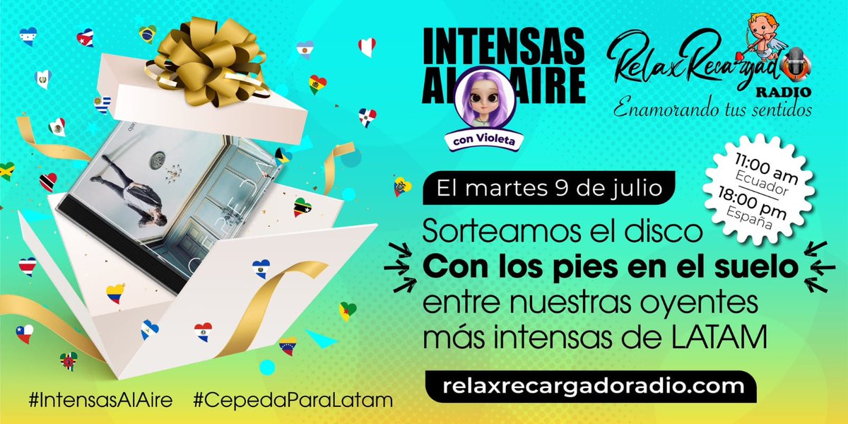 relaxrecargado's tweet photo. A todo #LatAmEl #Sorteo se gestionará en #IntensasAlAire #Martes Dia #9deJulio Las normas serán:
1º Vivir en algún Pais de LatAm
2º Cuenta de Twitter y seguir a #IntensasConArte3º Descubrir la Frase y cancion.
4º Se el 1º en postearlo en este Hilo con la respuesta correcta. https://t.co/AMX4oxZ8rX