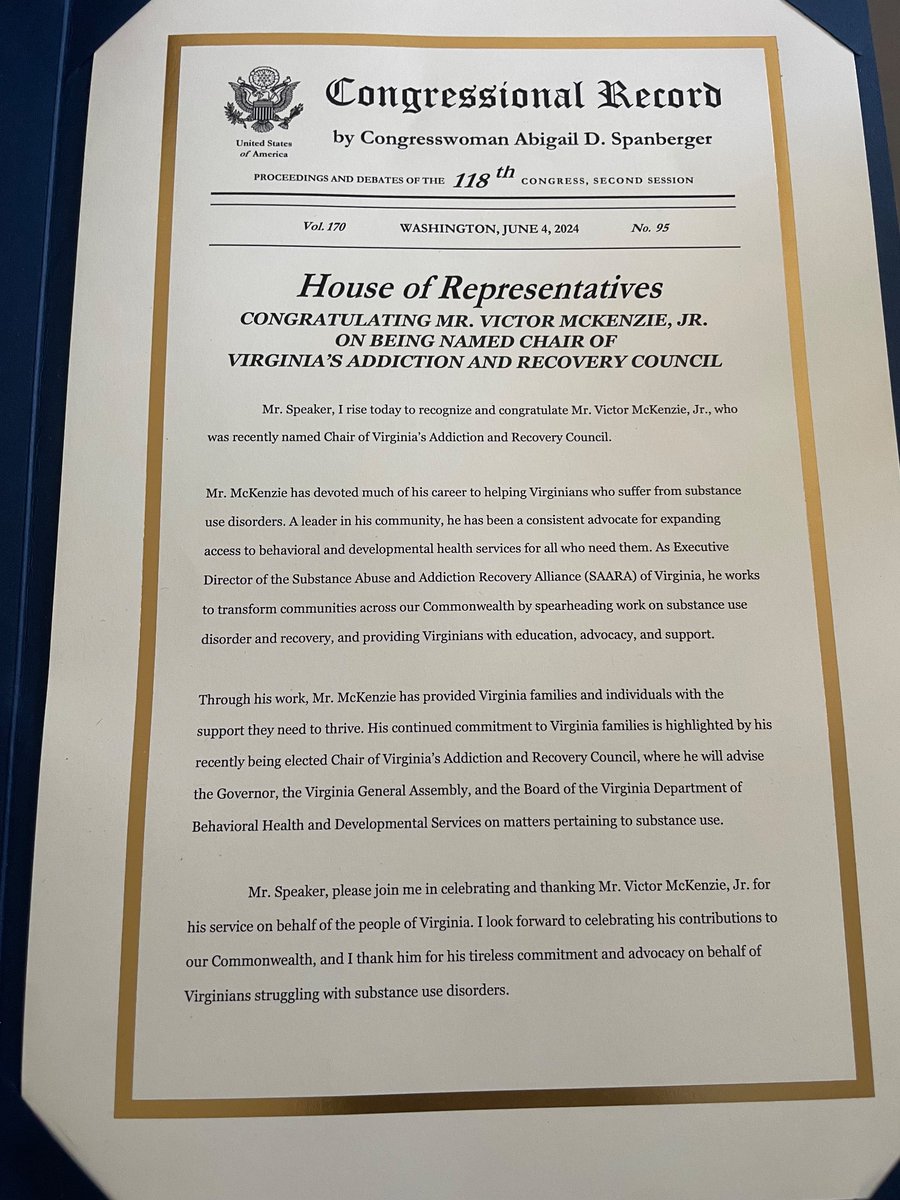 It's not something that happens every day to wake up and find your name in the Congressional Record. I want to thank <a href="/RepSpanberger/">Archive: Rep. Abigail Spanberger</a>  for acknowledging and recognizing the work we do together at @saaraofva and across the Commonwealth!
