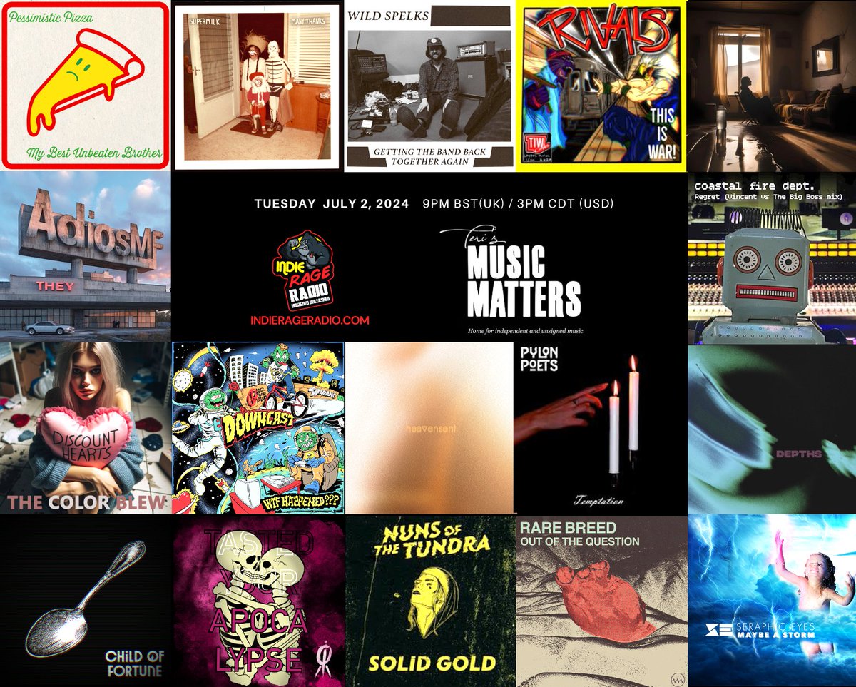 MusicMatters_T's tweet photo. Tuesday 9pmUK 3pmCST Tune into @IndieRageRadio
#MusicMatters
🔊https://t.co/DZwFGPm67e
Enjoy the fantastic new music from the brilliant bands-
@downcastuk #newshapes @PylonPoets #Terminals @FatesHollowBand @Romeopathy_ @NunsoftheTundra @RareBreedNE @SeraphicEyesR 
#NewMusicAlert https://t.co/3lU4hjzQcM