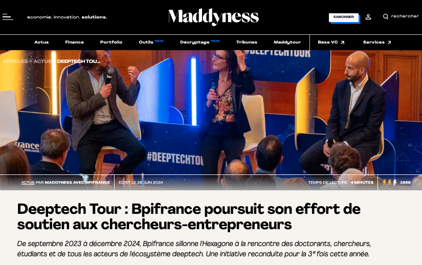 Paul_F_Fournier's tweet photo. Le #DeeptechTour sillonne les universités françaises pour la 3ème année consécutive. 

Il fait partie intégrante du #PlanDeeptech lancé il y a 5 ans par l'État et opéré par @Bpifrance  dans le but de faire émerger 500 Startups  #deeptech d'ici 2030.

L'an dernier plus de 320 #Startups ont été créées, un signe encourageant pour pallier à la désindustrialisation généralisée qui a eu lieu en France depuis 10 ans.

Retrouvez les prochaines dates du #deeptechTour ici : https://t.co/4C5418CUUP

Et plus d'infos via l'article de @bymaddyness 👇

https://t.co/PvEhe7l1Wq