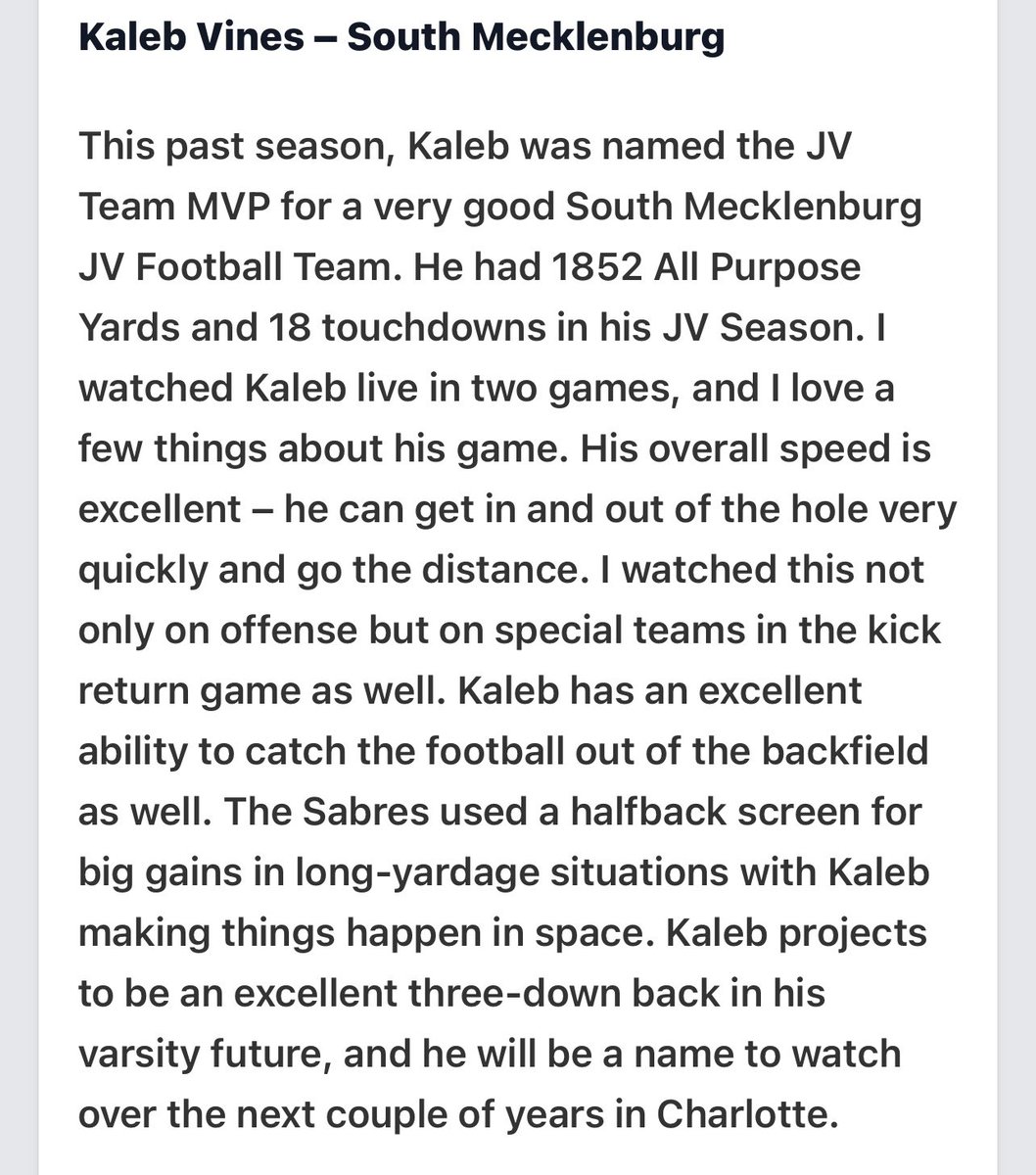 Appreciate the write up <a href="/pepman704/">Matt Morrow</a> <a href="/PrepRedzoneNC/">Prep Redzone North Carolina</a> <a href="/CoachJEvans12/">Joe Evans</a> <a href="/SouthMeckSabres/">South Meck Football</a>